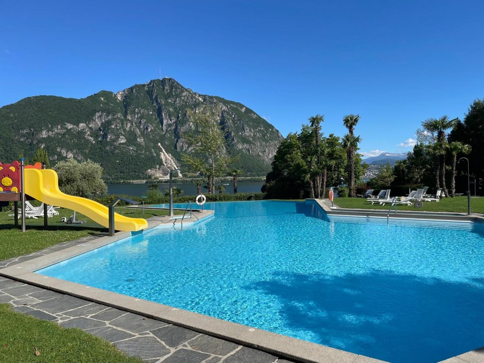 Luganersee, Pool, Strand, Parkplatz, Suite 204 Bissone Exterior foto